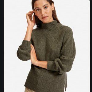 Everlane Olive Cashmere Rib Mockneck sweater green